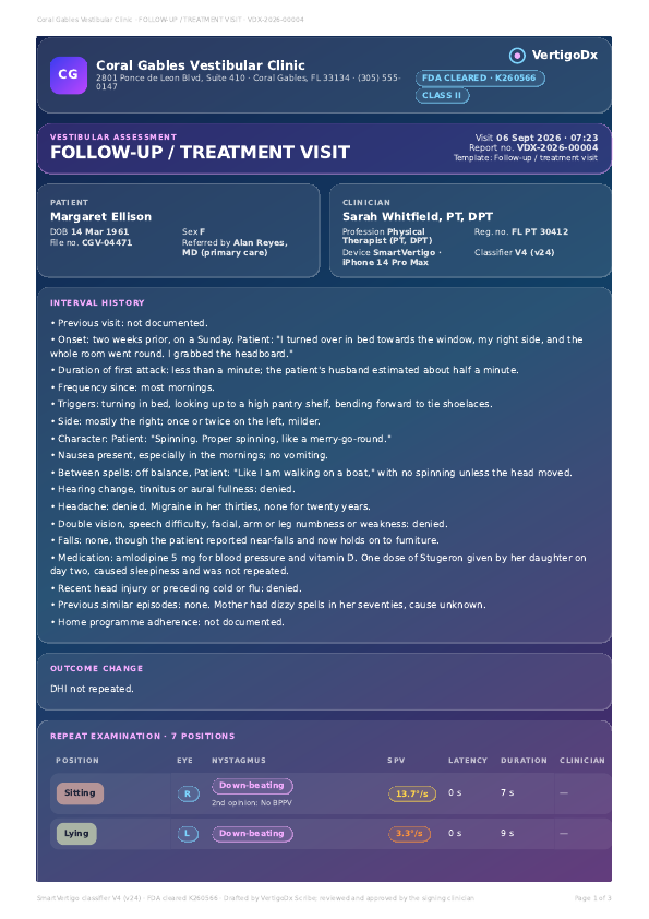 Follow-up / treatment visit, first page