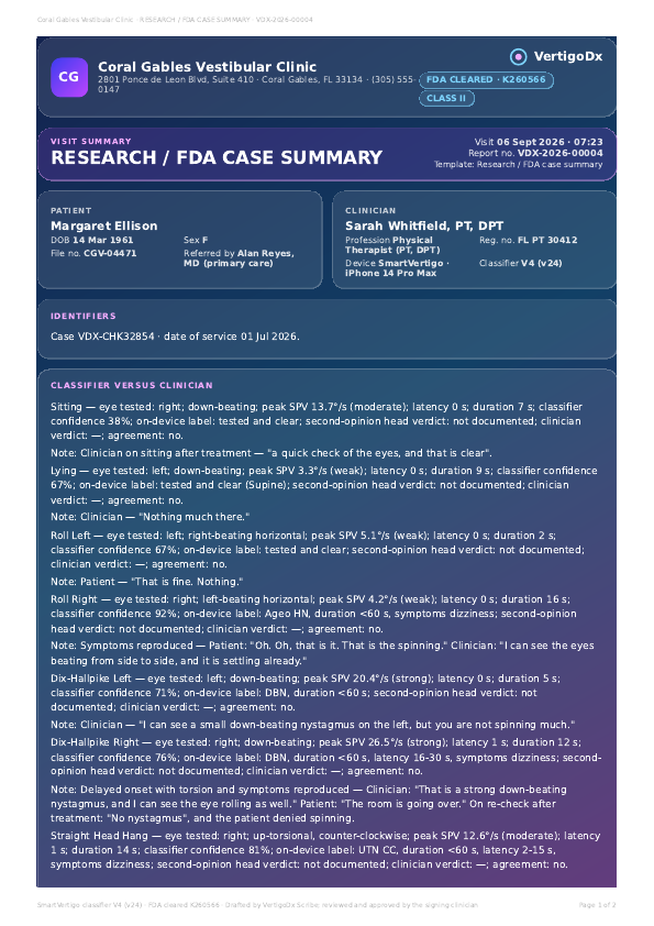 Research / FDA case summary, first page
