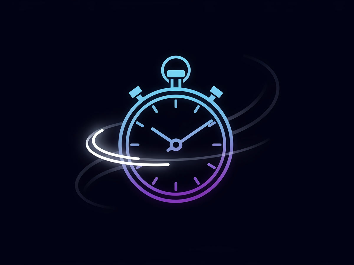 A stopwatch drawn in light